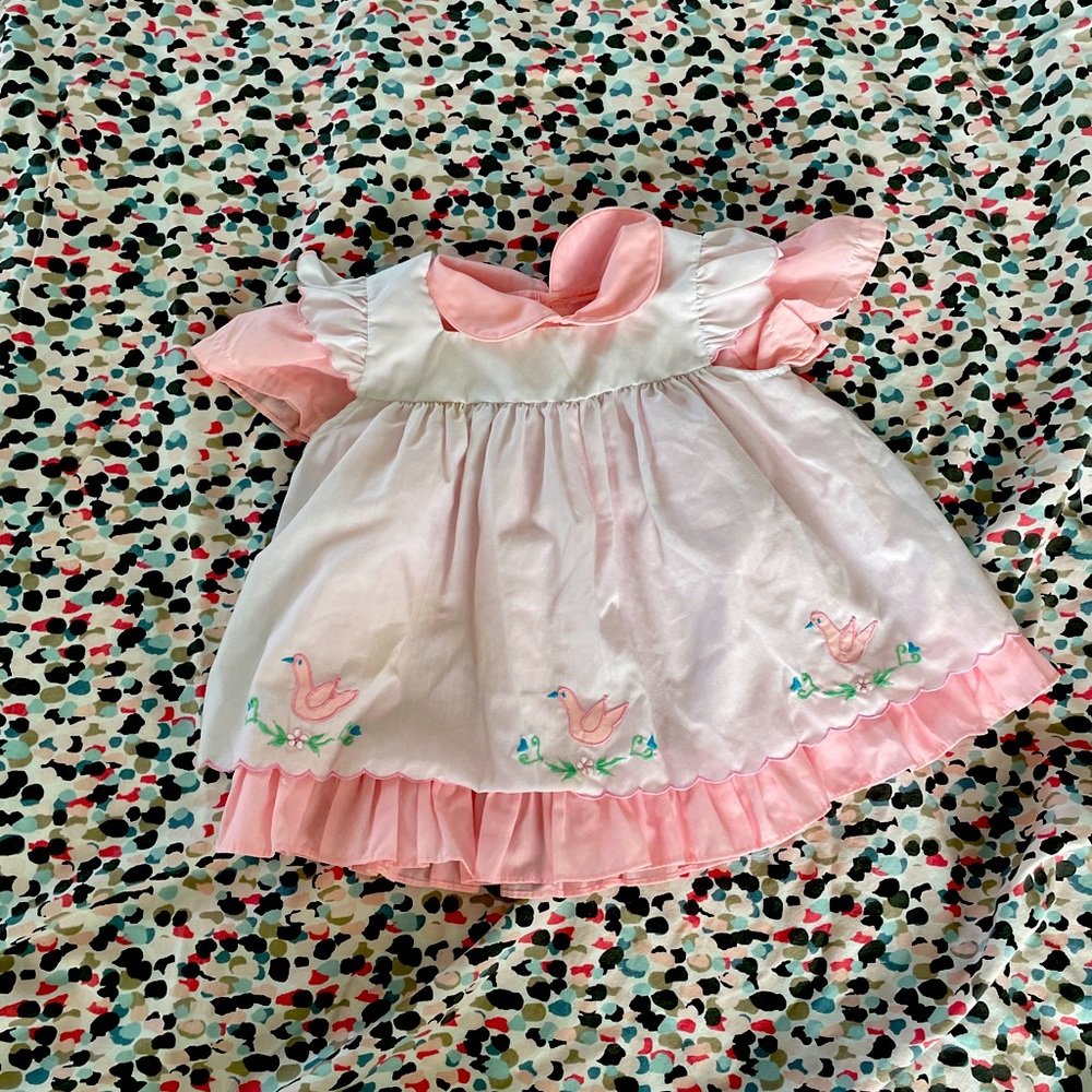 Pink vintage handmade baby dress